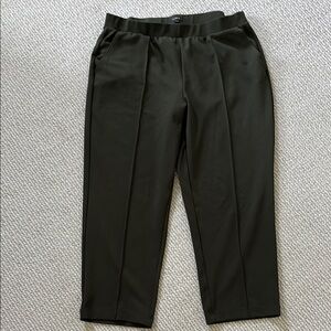 LOFT Green Straight Leg Pants Elastic Waistband